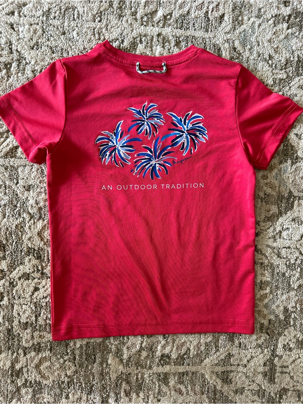 Prodoh Kids Red Short Sleeve Tee with Blue Floral Graphic - An Outdoor Tradition